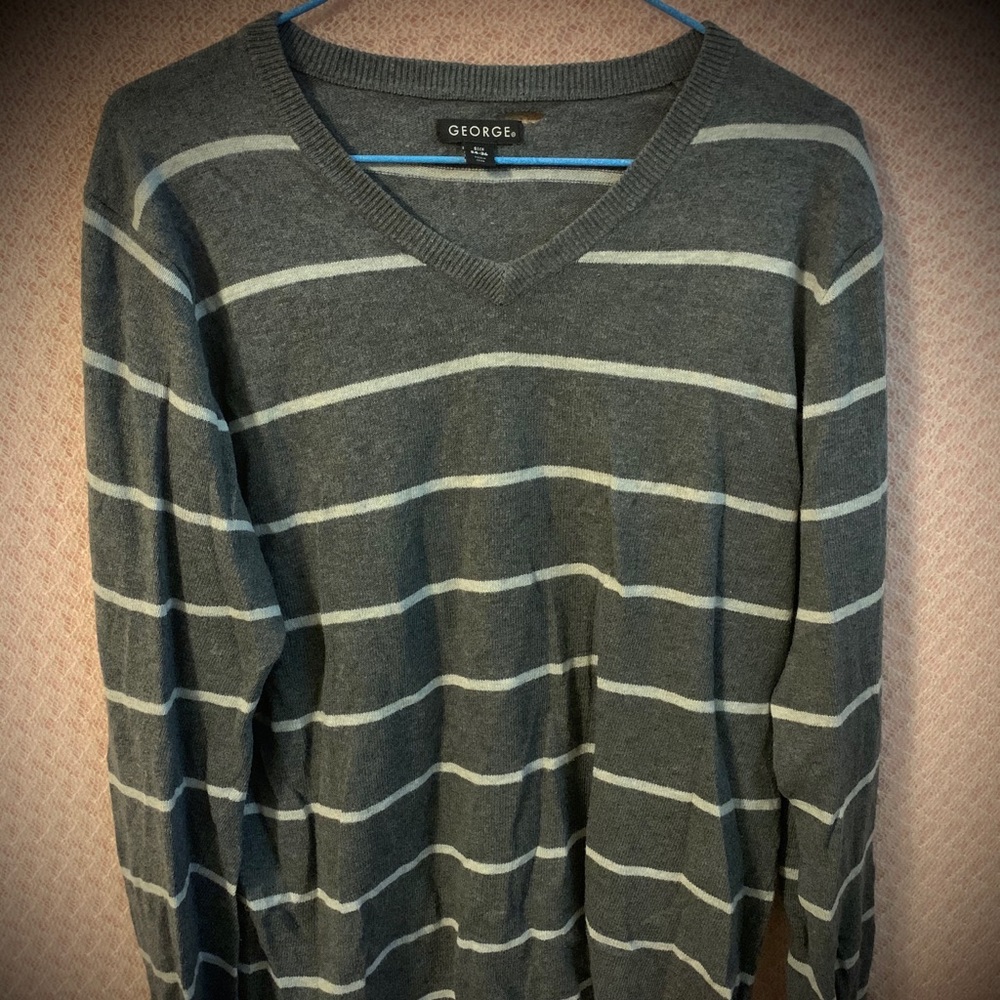 Grey and white striped sweater